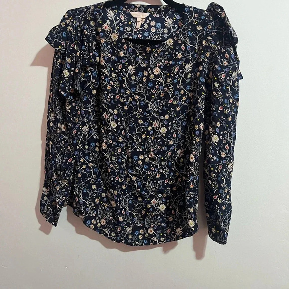 Rebecca Taylor Vivianna Floral Vine Silk Blouse Bows Tie Shoulder size 4 - Picture 6 of 6